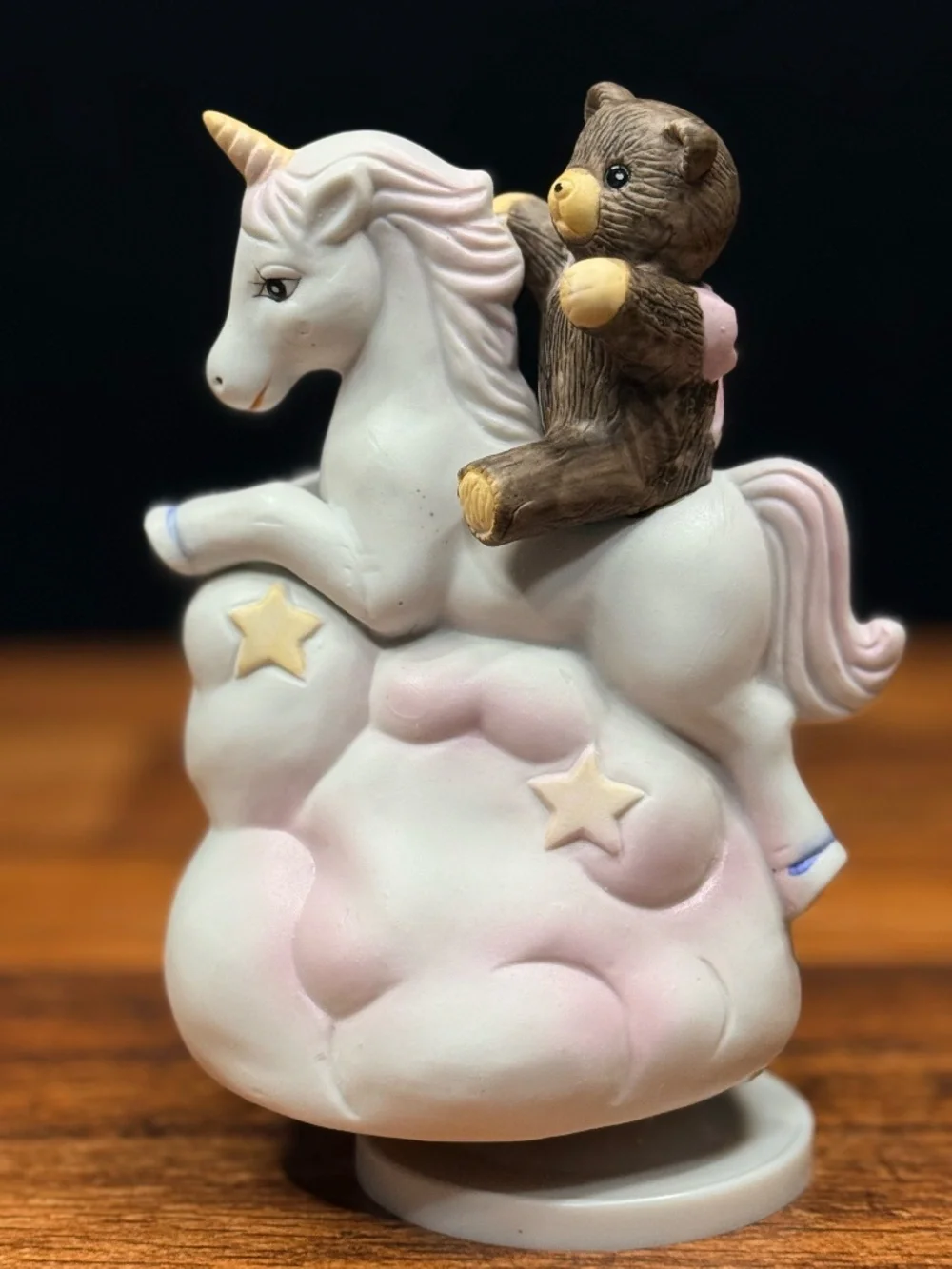 Bear Riding Unicorn Rotating Music Box